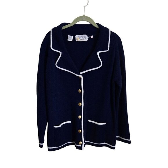 Banff Vintage Sweater Bee Classic Navy Sweater Blazer Gold Buttons Size 42 - Picture 1 of 6
